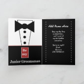 JUNIOR GROOMSMAN Uitnodiging met Tux Funny A01 (Binnen)
