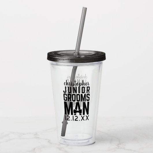 Junior Groomsman Wedding Favor Tumbler Acryl Drinkbeker (Achterkant)