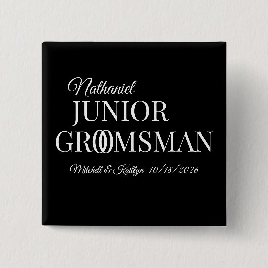 Junior Groomsman Wedding Vierkante Button 5,1 Cm (Voorkant)
