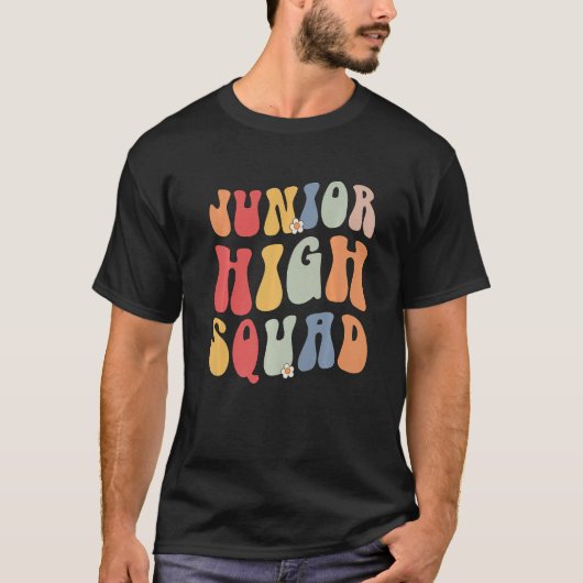 Junior High Squad Teacher Rainbow Back To School P T-shirt (Voorkant)