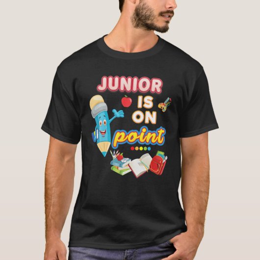 Junior is op punt potlood samen Kind student thee T-shirt (Voorkant)