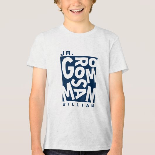 Junior Jr. Bruidsjonker, bruiloft, Navy Blauw Tri-Blend Shirt (Voorkant)