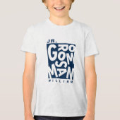 Junior Jr. Bruidsjonker, bruiloft, Navy Blauwe Tri-Blend Shirt (Voorkant)