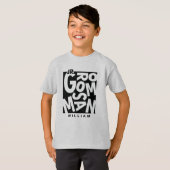 Junior Jr. Bruidsjonker in zwarte typografie, trou T-shirt (Voorkant volledig)