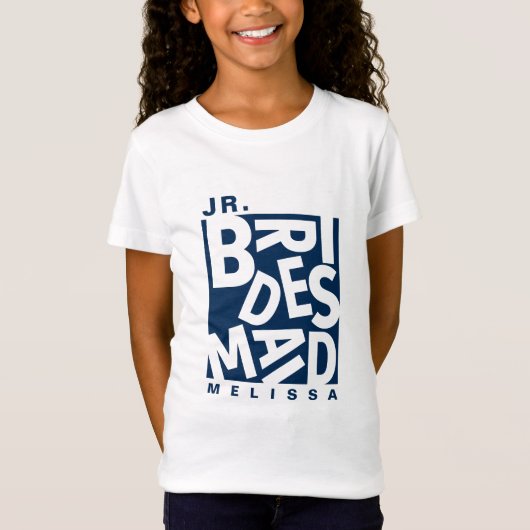 Junior Jr. Bruidsmeisje, bruiloftsfeest, Navy Blue T-shirt (Voorkant)