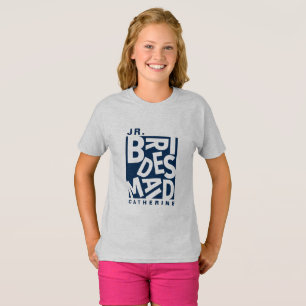 Junior Jr. Bruidsmeisje, bruiloftsfeest, Navy Blue T-shirt