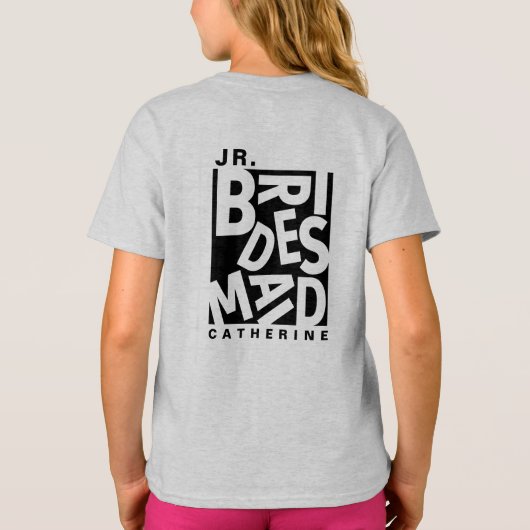 Junior Jr. Bruidsmeisje, huwelijksfeest T-shirt (Achterkant)