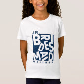 Junior Jr. Bruidsmeisje, trouwfeest, Navy Blauwe T-shirt (Voorkant)