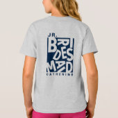 Junior Jr. Bruidsmeisje, trouwfeest, Navyblauw T-shirt (Achterkant)