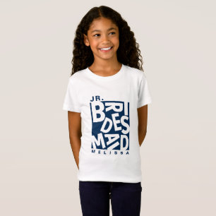 Junior Jr. bruidsmeisje, trouwpartij, Navyblauw T-shirt