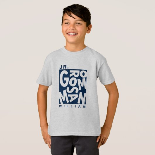 Junior Jr. Groomsman, bruiloftsfeest, Navy Blue T-shirt (Voorkant volledig)