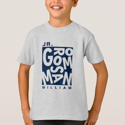Junior Jr. Groomsman, bruiloftsfeest, Navy Blue T-shirt (Voorkant)