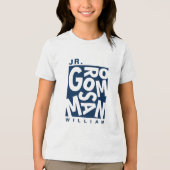 Junior Jr. Groomsman, bruiloftsfeest, Navy Blue Tri-Blend Shirt (Voorkant)