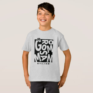Junior Jr. Groomsman in zwarte typografie, bruilof T-shirt