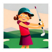 Junior Meisjes Golf Art Print