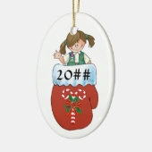 Junior Mitten Brunette Keramisch Ornament (Links)