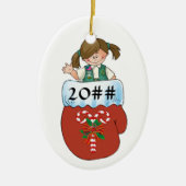 Junior Mitten Brunette Keramisch Ornament (Voorkant)