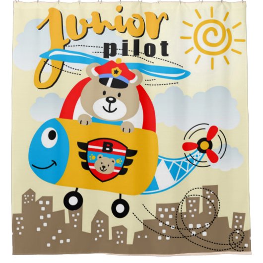 Junior Piloot Beer Douchegordijn (Voorkant)