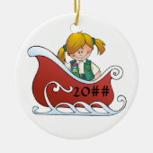 Junior Sled Blonde Keramisch Ornament (Voorkant)