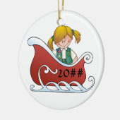 Junior Sled Blonde Keramisch Ornament (Links)