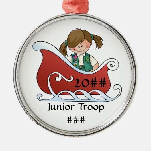 Junior Sled Brunette Metalen Ornament (Voorkant)