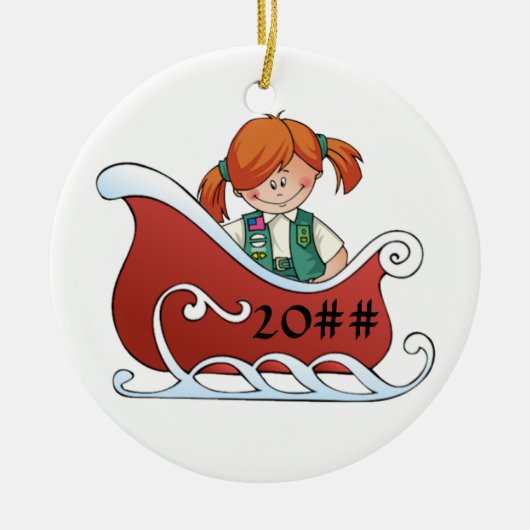 Junior Sled Redhead Keramisch Ornament (Voorkant)