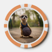 Junior stokstaartje basketball speler, poker chips (Voorkant)
