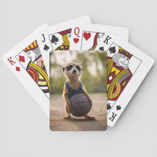 Junior stokstaartje basketballspeler, pokerkaarten (Achterkant)