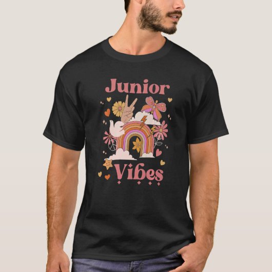Junior Vibes School Groovy Retro Boho Rainbow 11th T-shirt (Voorkant)