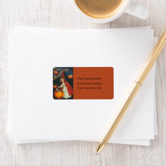 Junior Witch en Jack O Lantern Adres Label (Insitu)
