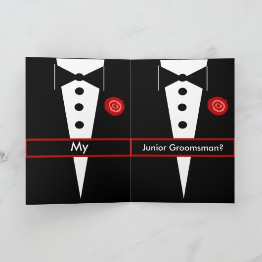 Juniortrouwjonker kaart met Tux en Roos (Binnen)