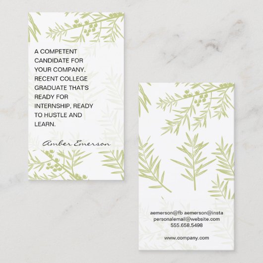 Juniper Branches Visitekaartje (Voorkant / Achterkant)