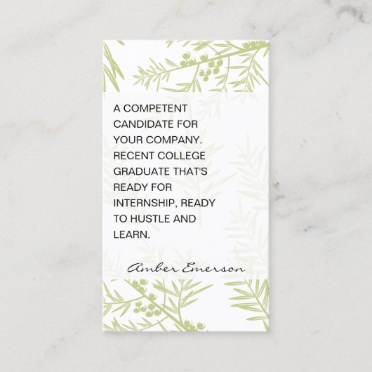 Juniper Branches Visitekaartje (Voorkant)