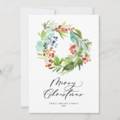 Juniper en Holly Krans Vrolijk Kerstfeest Feestdagenkaart (Voorkant)