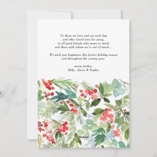 Juniper en Holly Krans Vrolijk Kerstfeest Feestdagenkaart (Achterkant)