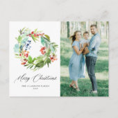 Juniper en Holly Krans Vrolijke Kerstfoto Briefkaart (Voorkant)