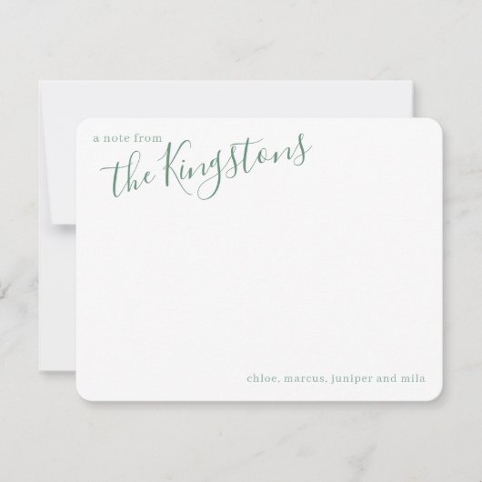 Juniper Familienaam Script Notitiekaartje (Voorkant)