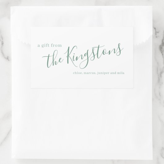 Juniper Family Name Script Rechthoekige Sticker (Tas)