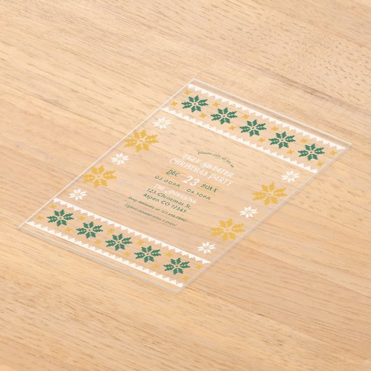 Juniper Glow Ugly Sweater Christmas Party Acryl Uitnodigingen (Laagn)