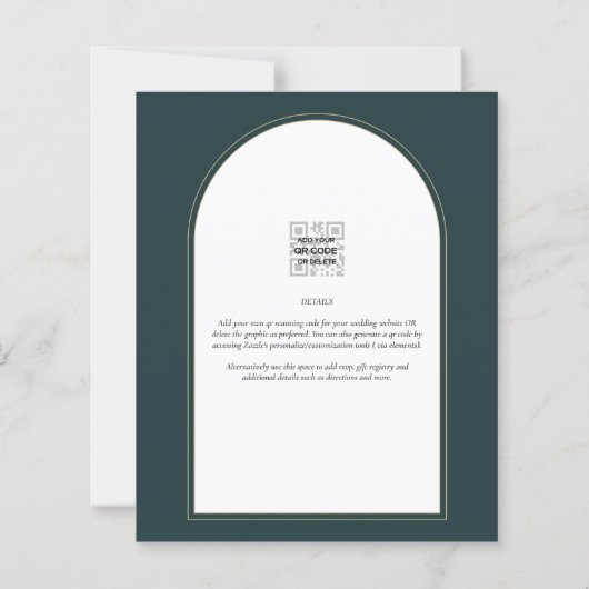 Juniper Green Gold Modern Wedding INVITE QR Code (Achterkant)