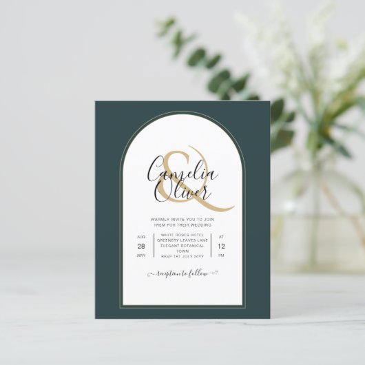 Juniper Green Gold Modern Wedding INVITE QR Code (Staand voorkant)