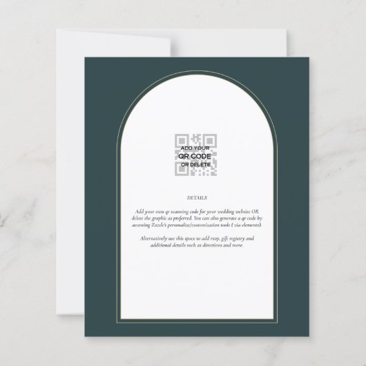 Juniper Green Gold Modern Wedding INVITE QR Code (Achterkant)