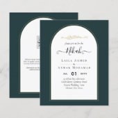 Juniper Green Gold Modern Wedding INVITE QR Code (Voorkant / Achterkant)