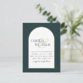 Juniper Green Gold Modern Wedding INVITE QR Code Briefkaart (Staand voorkant)