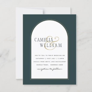 Juniper Green Gold Modern Wedding INVITE QR Code Briefkaart