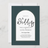 Juniper Green Gold Modern Wedding INVITE QR Code Kaart (Voorkant)