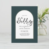 Juniper Green Gold Modern Wedding INVITE QR Code Kaart (Staand voorkant)