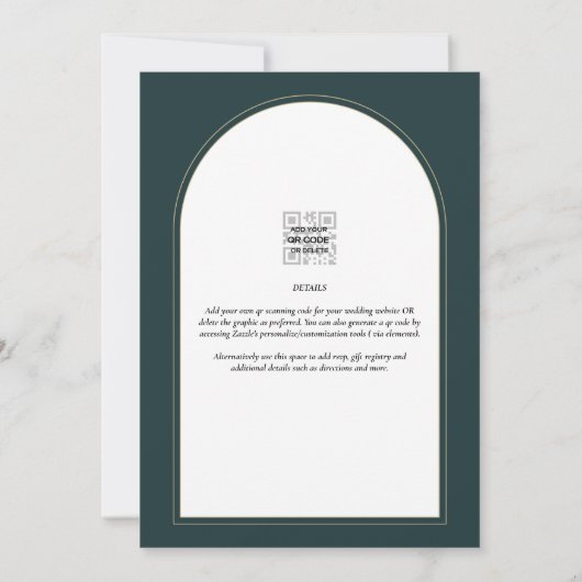 Juniper Green Gold Modern Wedding INVITE QR Code Kaart (Achterkant)