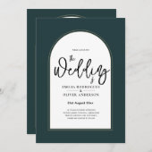 Juniper Green Gold Modern Wedding INVITE QR Code Kaart (Voorkant / Achterkant)