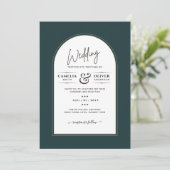 Juniper Green Gold Modern Wedding INVITE QR Code Kaart (Staand voorkant)
